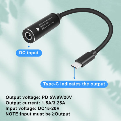 GINTOOYUN PD65W DC5525 to USB-C Charging Cable DC5.5mmx2.5mm Round Female to Type-C Charger Power Adapter Cable for Laptops,Mobile Phones,Tablets, Rechargeables,etc(7Inch)