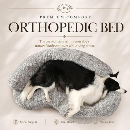 Orthopedic Memory Foam Dog Bed for Medium Sized Dog - Washable & Waterproof & Removable Couch - Round Calming Bed for Anxiety Relief (43 x 29 x 8 Inch)