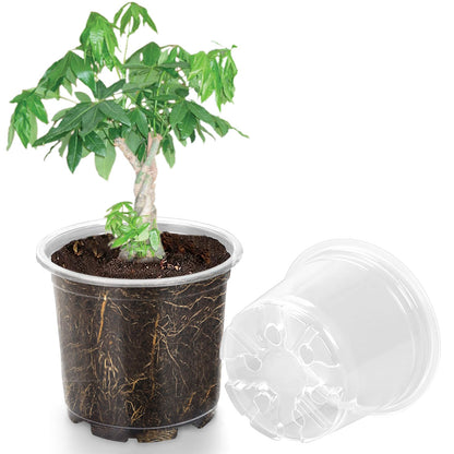 OUPSAUI 20 Pack 7 Inch Clear Nursery Pots for Plants, Clear Plant Pots with Drainage Holes, Flexible Plastic Nursery Pots Variety Pack, Seedling Planter Seed Starter Pots(7 INCH)