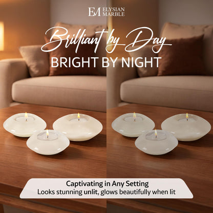 Tea Light Candle Holders Set of 3 – Handcrafted Natural Marble Tealight & Votive Holders in Graduated Sizes (4", 3.5", 3"), Decorative Stone Candle Holders for Home Décor & Table Centerpieces