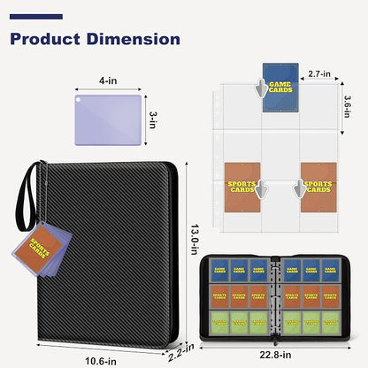 Mlikero Card Binder 9 Pocket, Trading Card Binder with Card Display Design, 720 Double Sided Pocket PU Collection Binder, Card Albums for MTG, TCG, and Sports Cards