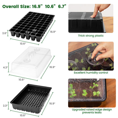 SOLIGT 60 Cell Seed Starter Kit with Grow Light and Heat Mat, Seed Starter Tray with Higher 4.3” Humidity Dome, Flexible Light Positioning for Seed Starting & Seedling Growth
