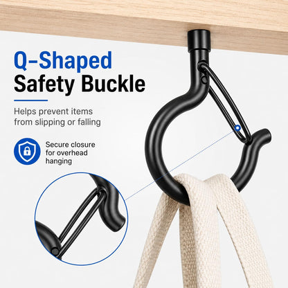 TviewSmart 22PCS Screw Hooks, Screw in Hooks with Q-Shaped Safety Buckle, Heavy Duty Ceiling Hooks for Hanging, Outdoor String Light Hooks, Eye Hooks for Hanging Plants