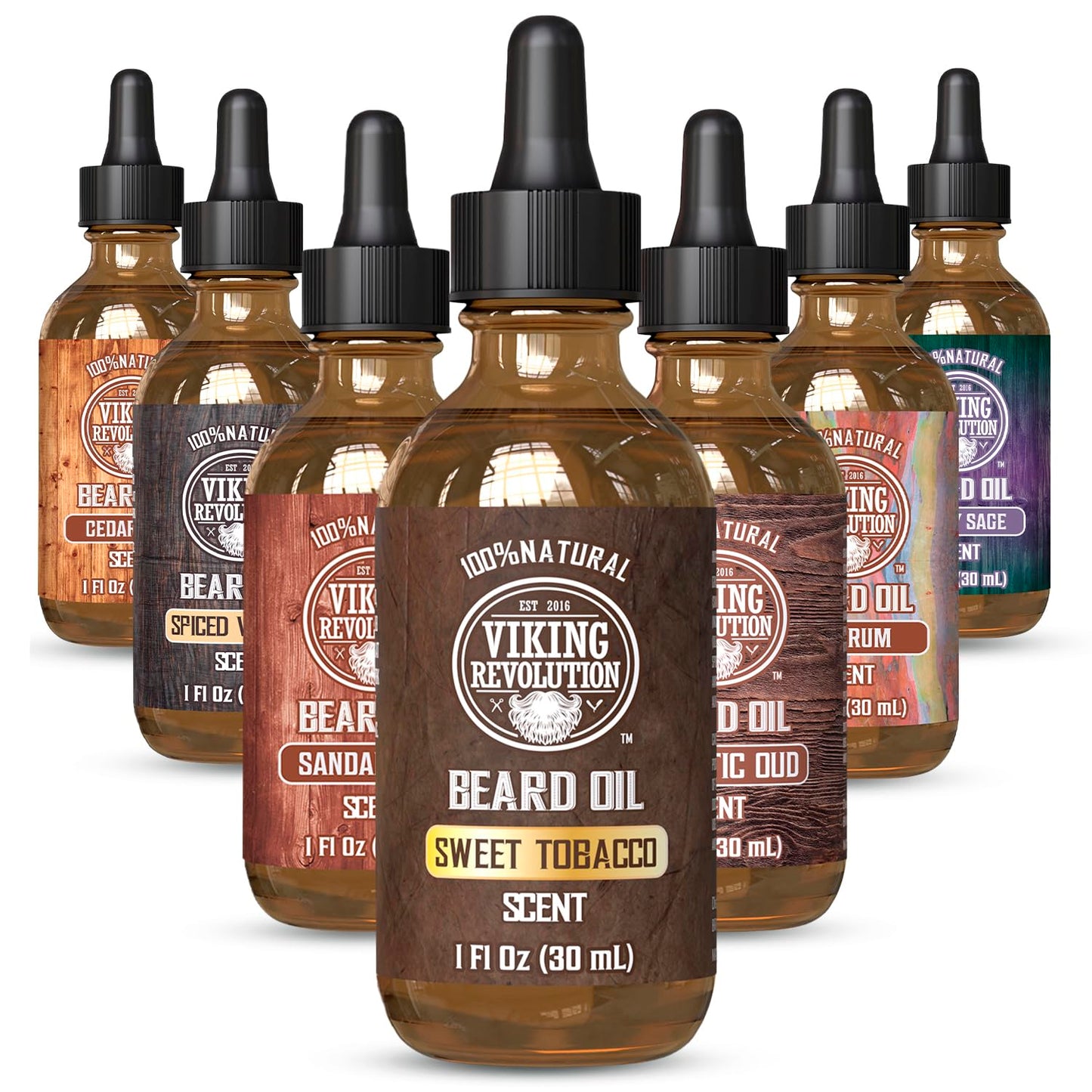 Viking Revolution Sandalwood Beard Oil for Men - Natural Mens Beard Oil with Argan Oil and Jojoba Oil - Beard Softener, Strengthens and Moisturizes - Beard Conditioner for Men (Sandalwood, 1 Pack)