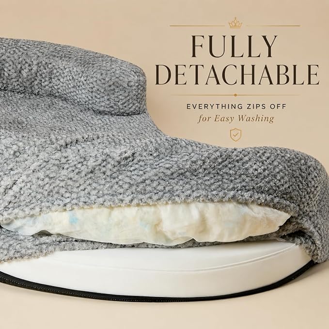 Orthopedic Memory Foam Dog Bed for Small Dogs - Washable & Waterproof & Removable Cover - Round Calming Dog Bed for Anxiety Relief(35 x 24 x 8 Inch)
