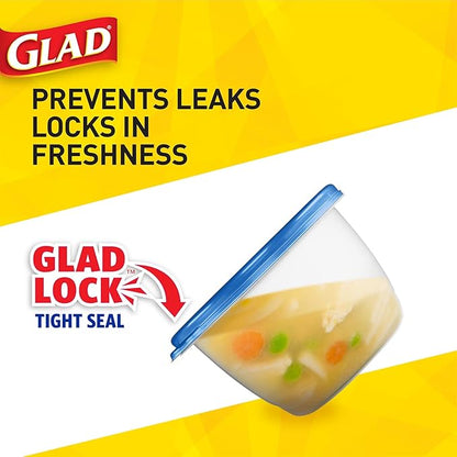 Glad GladWare Medium Rectangle Food Storage Containers with Lids, BPA Free Plastic for Soups Salads and Meal Prep, Airtight Leak Resistant, Microwave Dishwasher Freezer Safe, 24 Oz, 5 Count - 6 Pack