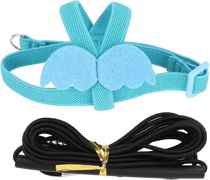 Parrot Bird Harness Leash, Adjustable Parrot Nylon Anti Bite Flying Training Rope, Pet Outdoor Traction Lead, Bird Parrot Flight Suit with Leash for Parakeets Cockatiels Conures Budgies(M-Blue)