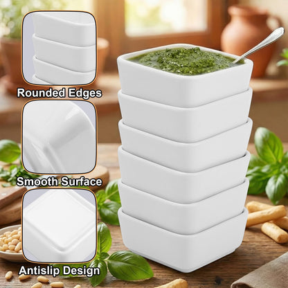 IJRPLM Ceramic Dip Bowls Set of 6, 6 Oz White Dipping Bowl, Ceramic Serving Bowl for Side Dishes, Porcelain Dipping Sauce Bowls, Soy Sauce Dishes for Soy Condiment BBQ Ketchup Sushi