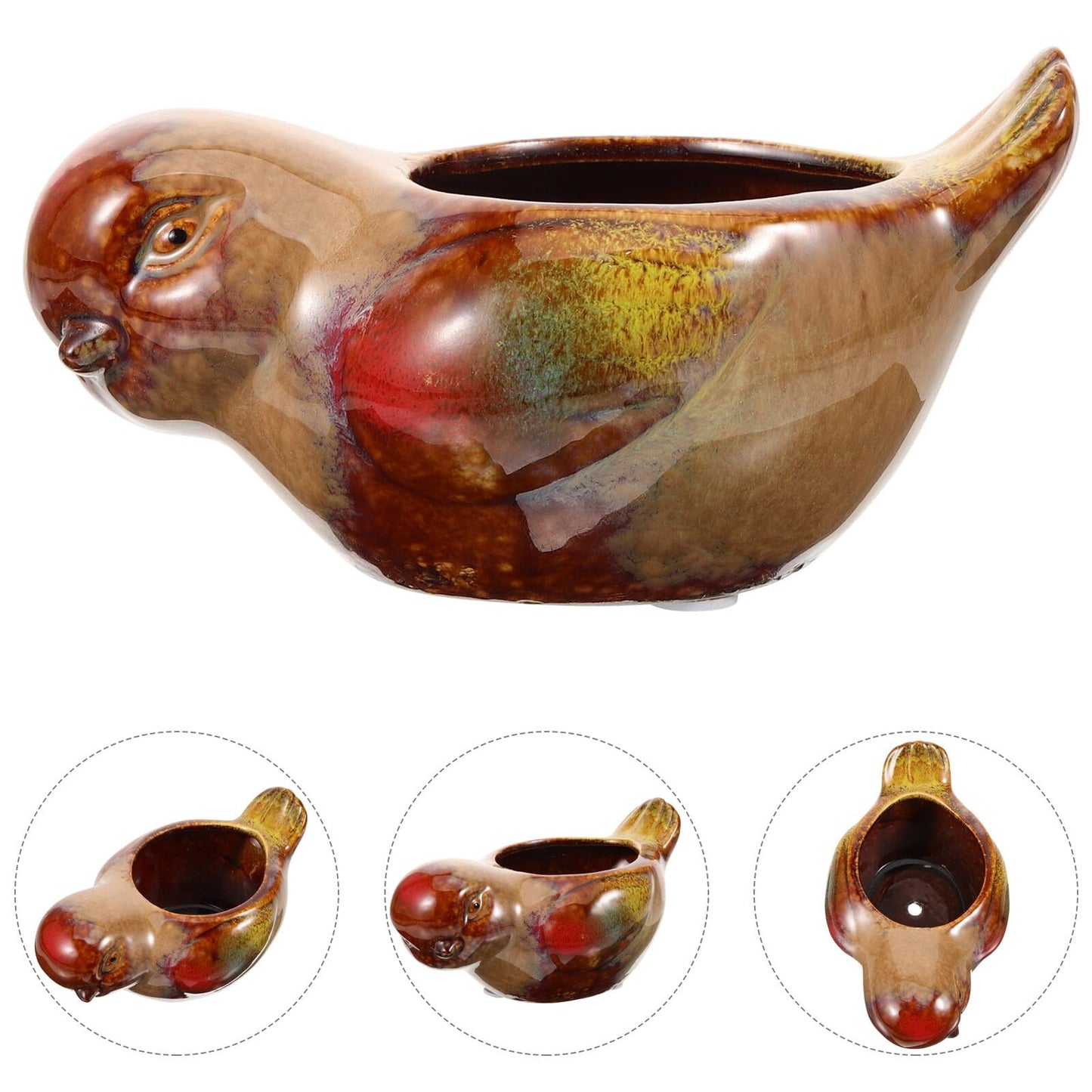 IMIKEYA Ceramic Planter Pot Small Bird Succulents Flower Pot for Indoor Outdoor Gardening Balcony Decorative