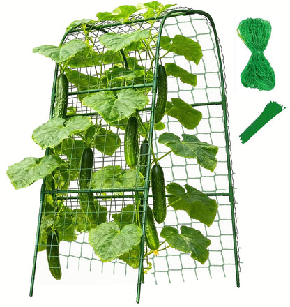 Cucumber Trellis for Plant Climbing- Cucumebr Arch Trelli for Flower Vine Vegetable Tomato Cage Raised Bed- Foldable Garden Tunnel Trellis (47x15.7in)