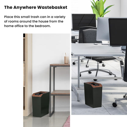 Home Zone Living 2-Pack 2-Gallon Small Trash Can, Slim Rectangular Wastebasket with Open Top, Virtuoso Collection