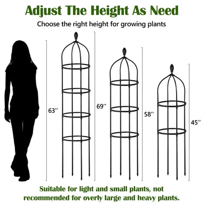 Garden Obelisk Trellis for Climbing Plants Outdoor 6 Ft Rose Bush Round Trellis for Pots Rustproof Metal Pipe with Plastic Coated Plant Flower Trellises for Clematis Vine Jasmine Support