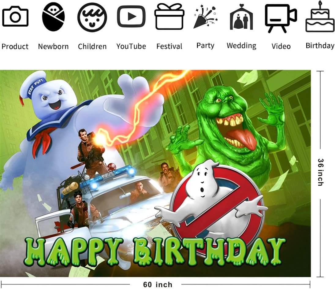 Ghost Wall Decor for Ghost Birthday Decorations, Ghost Backdrop for Kids Birthday Party Supplies (5x3ft)