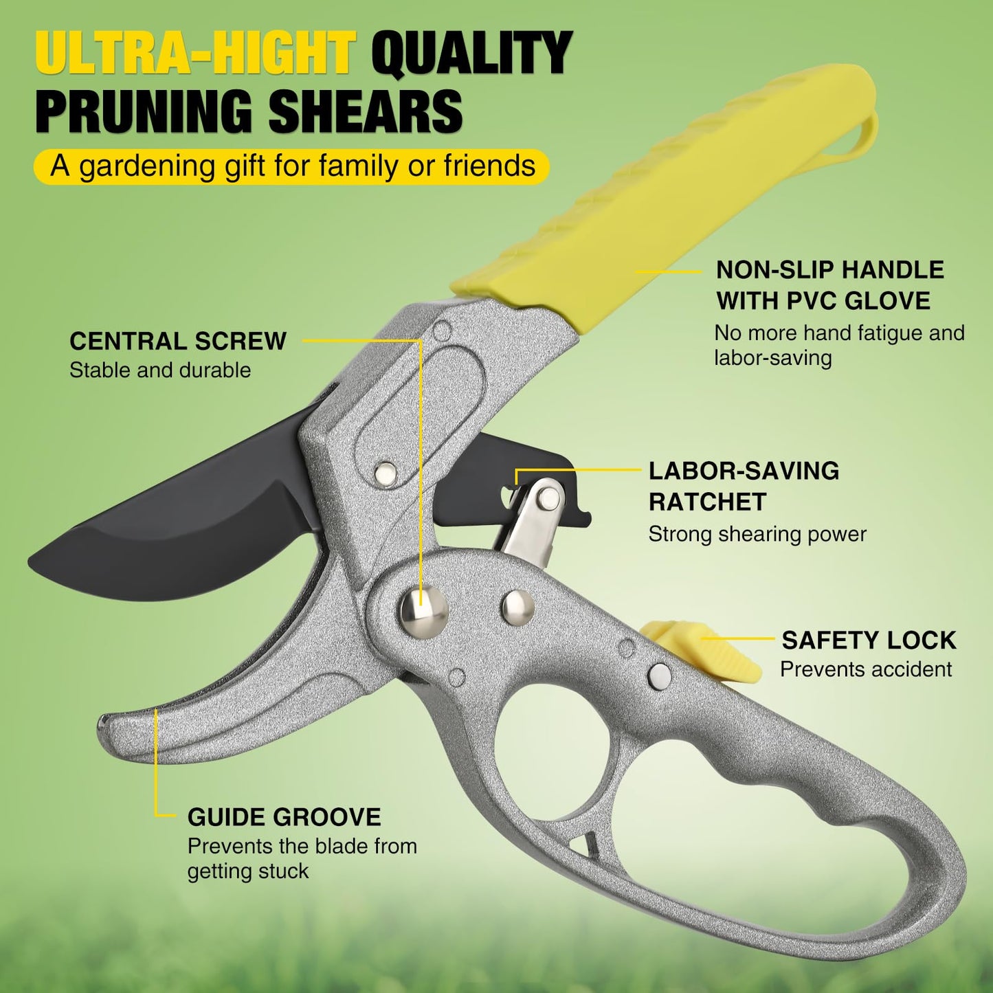 Yesker Pruning Shears Garden Shears 7.8" Professional Garden Scissors Sharp 65 Manganese Steel Blade Heavy Duty Clippers Hand Pruners for Cutting Fresh Flowers Branch Plant Trimming Gardening Tools