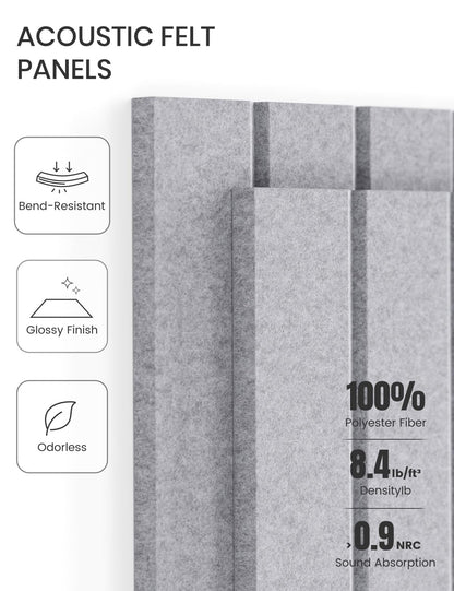 Felt Bulletin Board Tiles -28"x18" with 40 Adhesive Tabs, Cork Board Alternative for Office Decor, Push Pin Board Wall Organizer 6-Pack (Soft Gray)