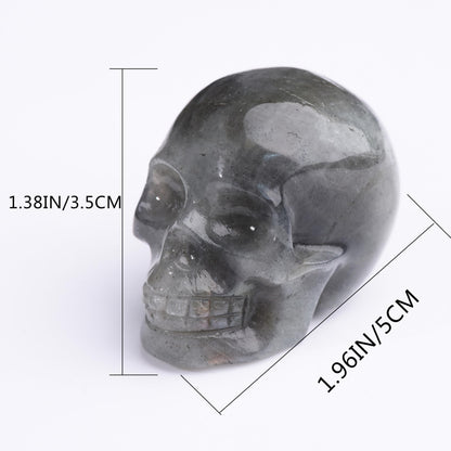 WUYOUSHI 2.0" Moonstone Skull Decor Statue Crystals and Healing Stones Skull Figurine Polished Gemstones Bedroom Office Desk Halloween Decoration