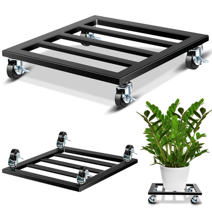 Taiyin 20 Inch Metal Plant Stand with Lockable Wheels Heavy Duty Rolling Stand 350lb Square Roller Base Potted Plant Dolly for Outdoor Indoor Patio Planter Large Succulent Flower Pot Cart