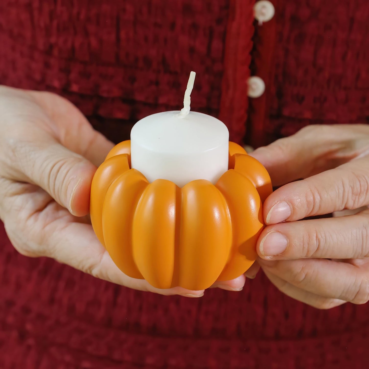 Kate Aspen 2-in-1 Pumpkin Candle Holder Set - Orange Fall Taper, Tealight & Votive Candle Holders - Pumpkin Table Centerpiece, Fall Candle Decor, Halloween Candlestick Holder (Set of 6)