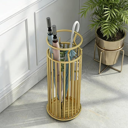 Metal Umbrella Stand with Hooks, Commercial Umbrella Holder & Storage Rack Organizer, Floor Standing Umbrella Bucket for Home, Hotel, Lobby & Entryway Decor.(Pink)