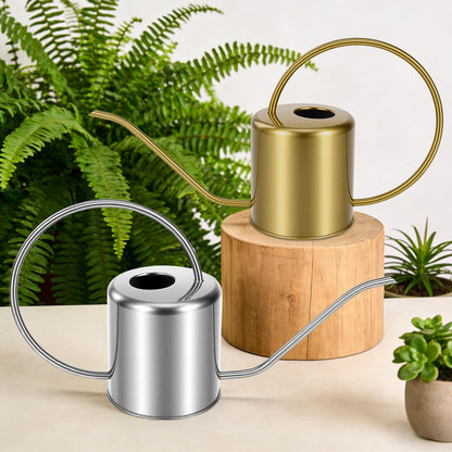 Plant Watering Can, 50 oz / 1500 ml Stainless Steel Metal - Modern Decorative with Long Spout for Indoor Potted Plants, Bonsai, Garden Flowers, Gold