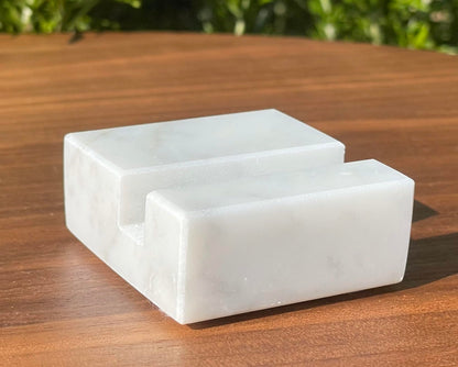 NIANWUDU Miscellany Square Business Card Holder White Carrara Marble