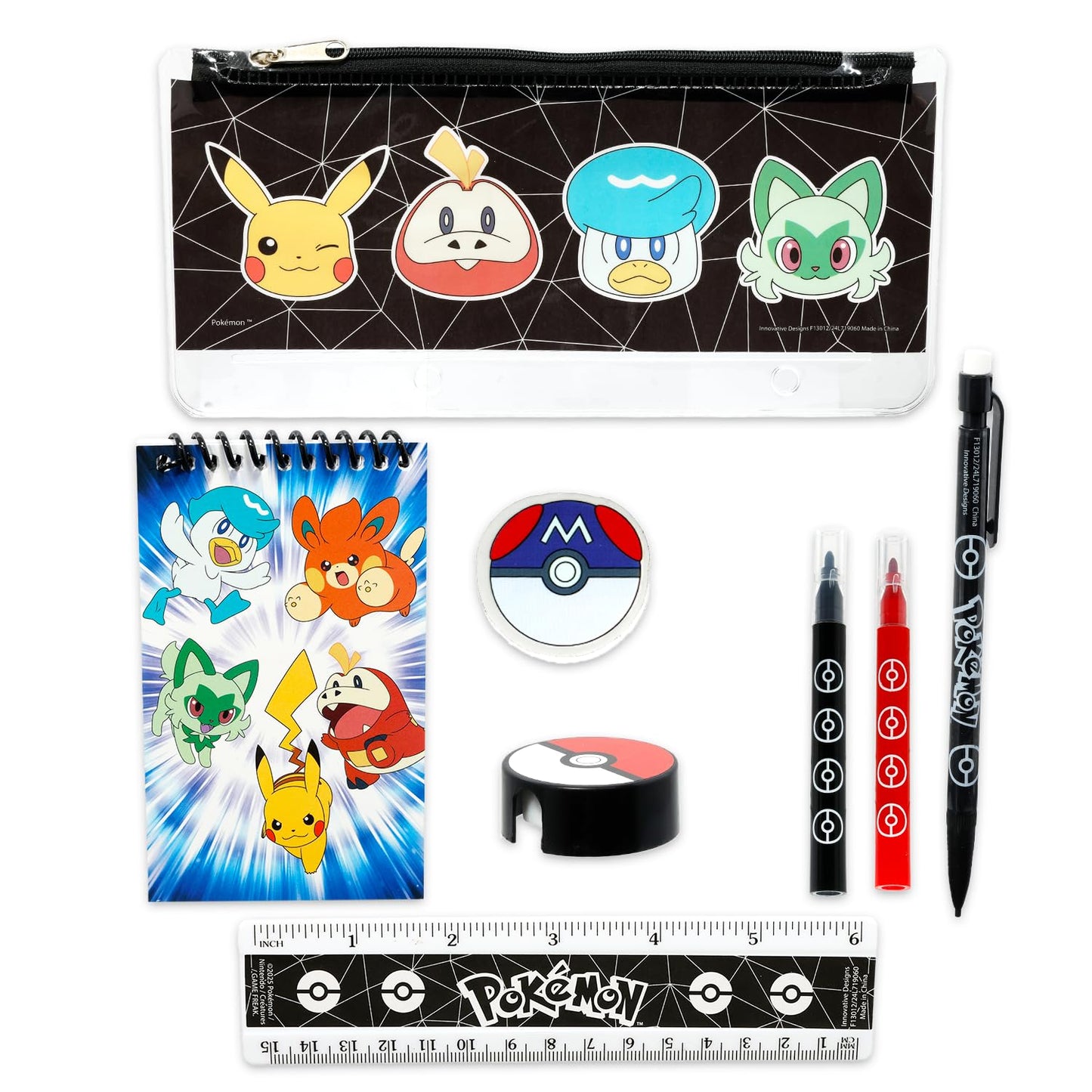 Pokemon Back to School Set for Kids - 11 Piece Bundle with Pikachu Folders, Notebook, Pencils, Bookmark, Stickers, and More | Nintendo School Supplies