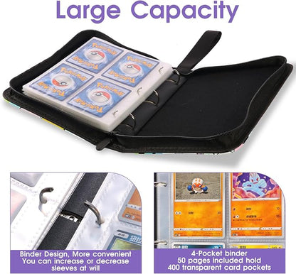 4-Pocket Card Binder with 50 Removable Pages, Holds 400 Cards | Fits trading, sports, gaming and collectible cards. Great for boys and girls to organize and protect collections(Penguin)
