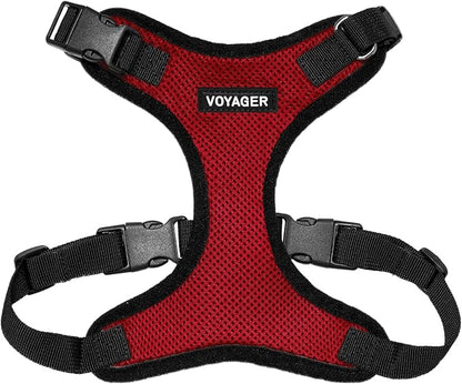 Voyager Step-in Pet Harness - All Weather Mesh, Adjustable Step in Harness for Cats and Dogs by Best Pet Supplies - Red/Black Trim, XS