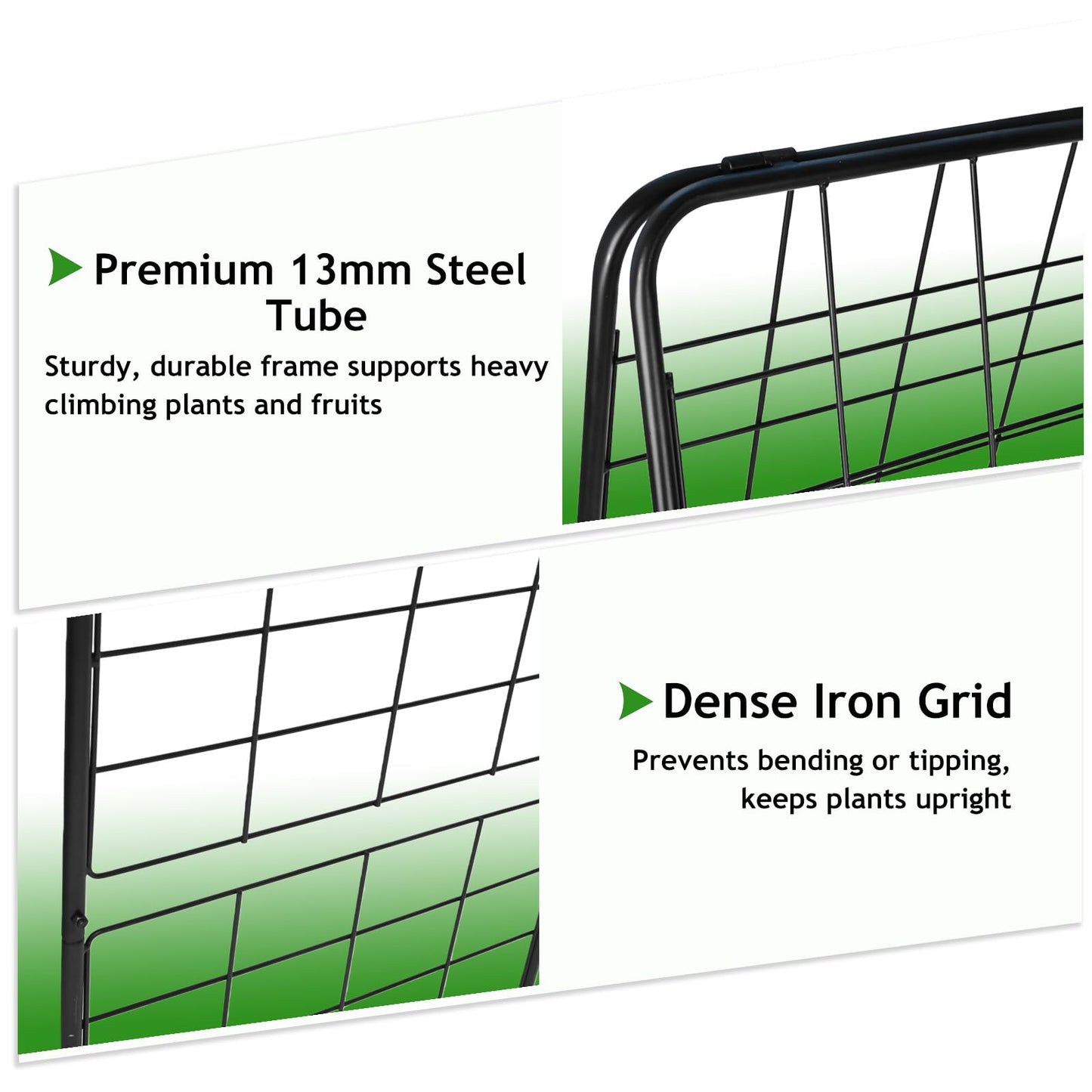 2 Pack Heavy Duty Adjustable A-Frame Garden Trellis for Climbing Plants 50"x17" , Reinforced Metal Plant Support for Raised Beds, Ideal for Tomatoes, Cucumbers & Outdoor Vines (Black)