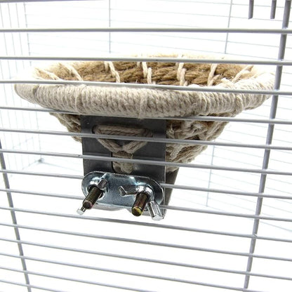 Bird Breeding Nest Bed Hut Toy with Warm Comfortable Mat Handmade Cotton Weave Hemp Rope Hatching Hut Cave Cage Accessories for Parakeet Conure Cockatiel Canary Finch Lovebird Budgie (B: HEMP)