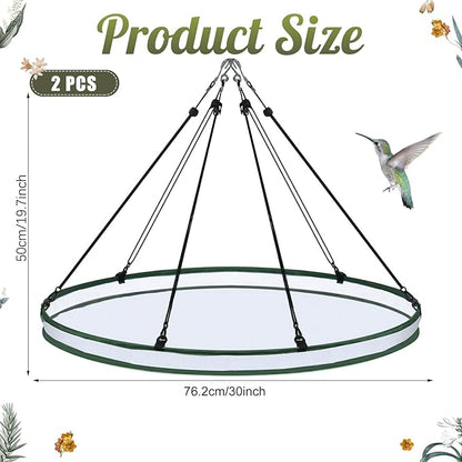 FoldTier 2 Pieces 30 Inch Universal Wild Bird Seed Catcher Hanging Hoop Platform Bird Seed Catcher Tray for Hummingbird Feeders Bee Feeder Outdoor Garden Accessories