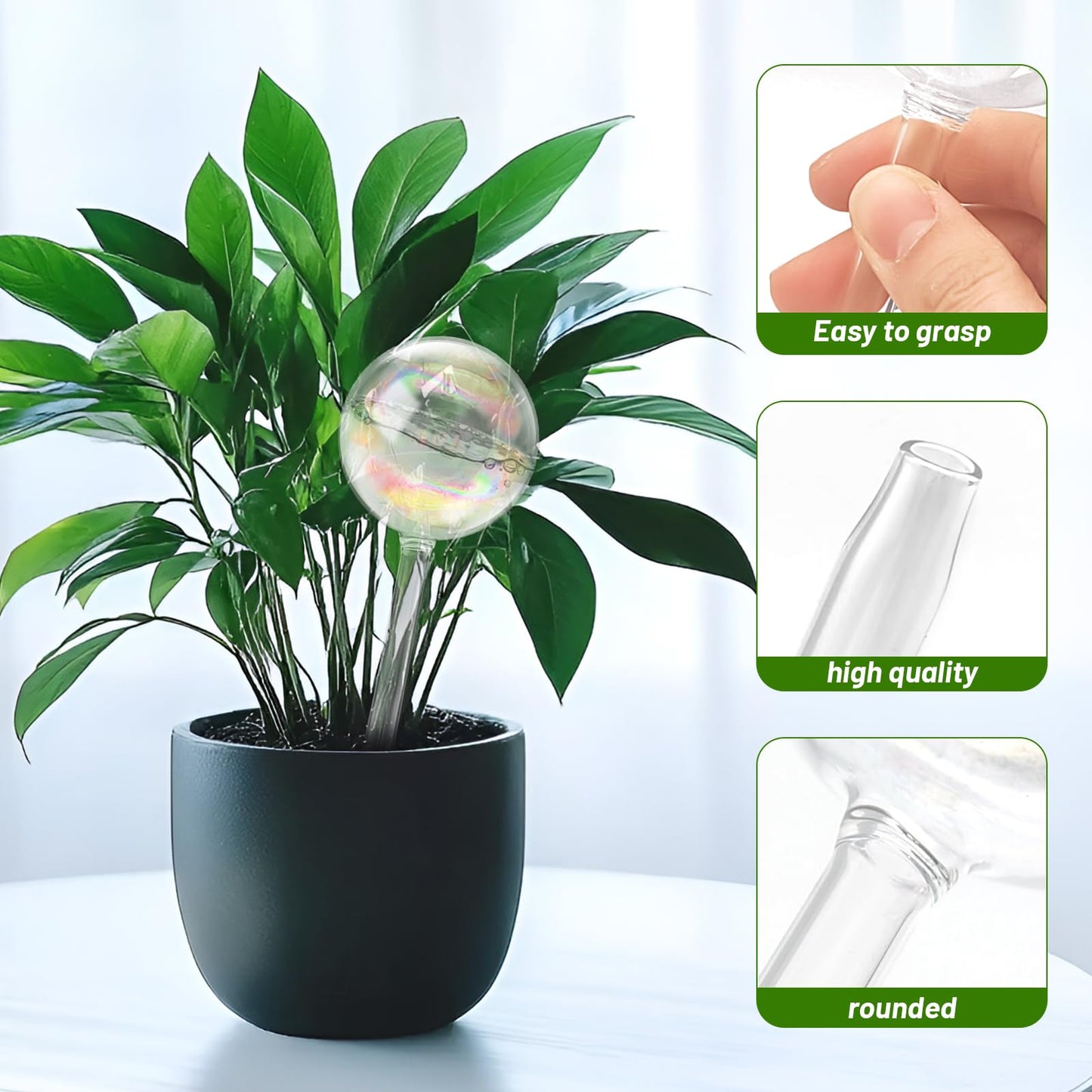 2 Pack Iridescent Glass Plant Watering Globe,Automatic Self-Watering Bulbs for Indoor Outdoor Plants-Hand-Blown Glass Watering Stakes for Home Garden Decor-Ideal Gift for Plant Lovers,Flowers,Pots