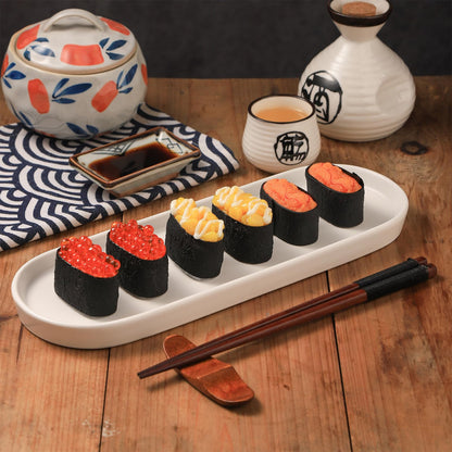 VanEnjoy White Vanity Tray for Bathroom Counter, Long Narrow Tray Ceramic Tray for Kitchen Counter for Soap Bottles