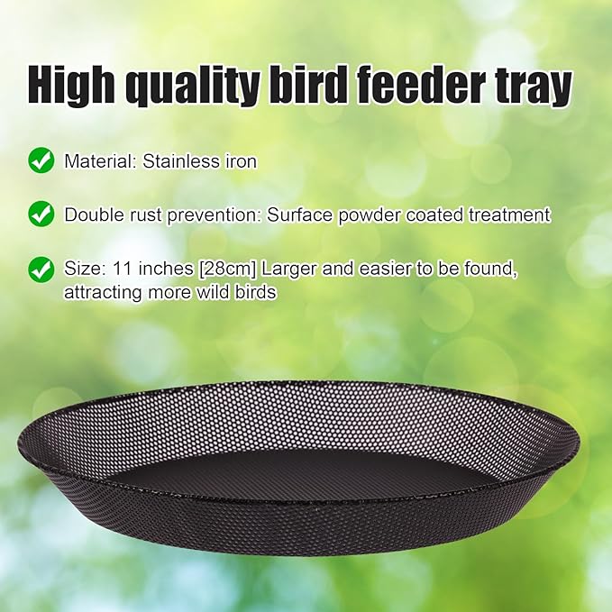 HRAYLTOP Hanging Bird Feeder Bowl with 16.3 inch Iron Hanging Chain Detachable Outdoor Decor for Garden Backyard Patio and Deck - Perfect for Attracting Birds