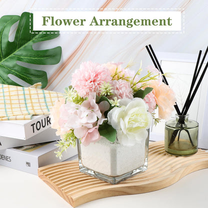 Comrzor 1 Pack Square Glass Vase 4" x 4" x 4", Clear Flower Vase for Centerpieces, Candle Holder for Wedding Party Events, Home Décor
