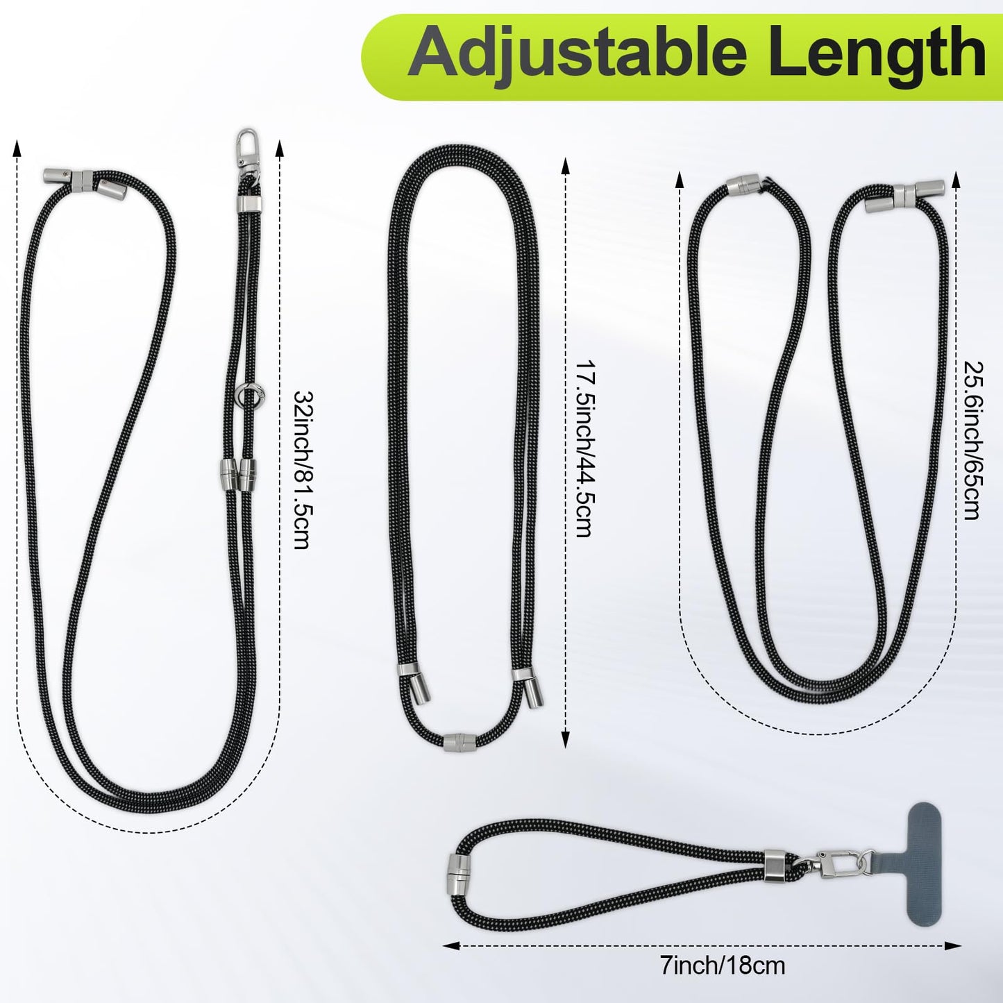 ZOYTONE Phone Lanyard & Phone Wrist Strap, 3 in 1 Adjustable Anti Theft Phone Strap for Cell Phone Lanyard, Convertible Crossbody Strap with Locking Knob for Travel Hiking Cycling Climbing (Black)