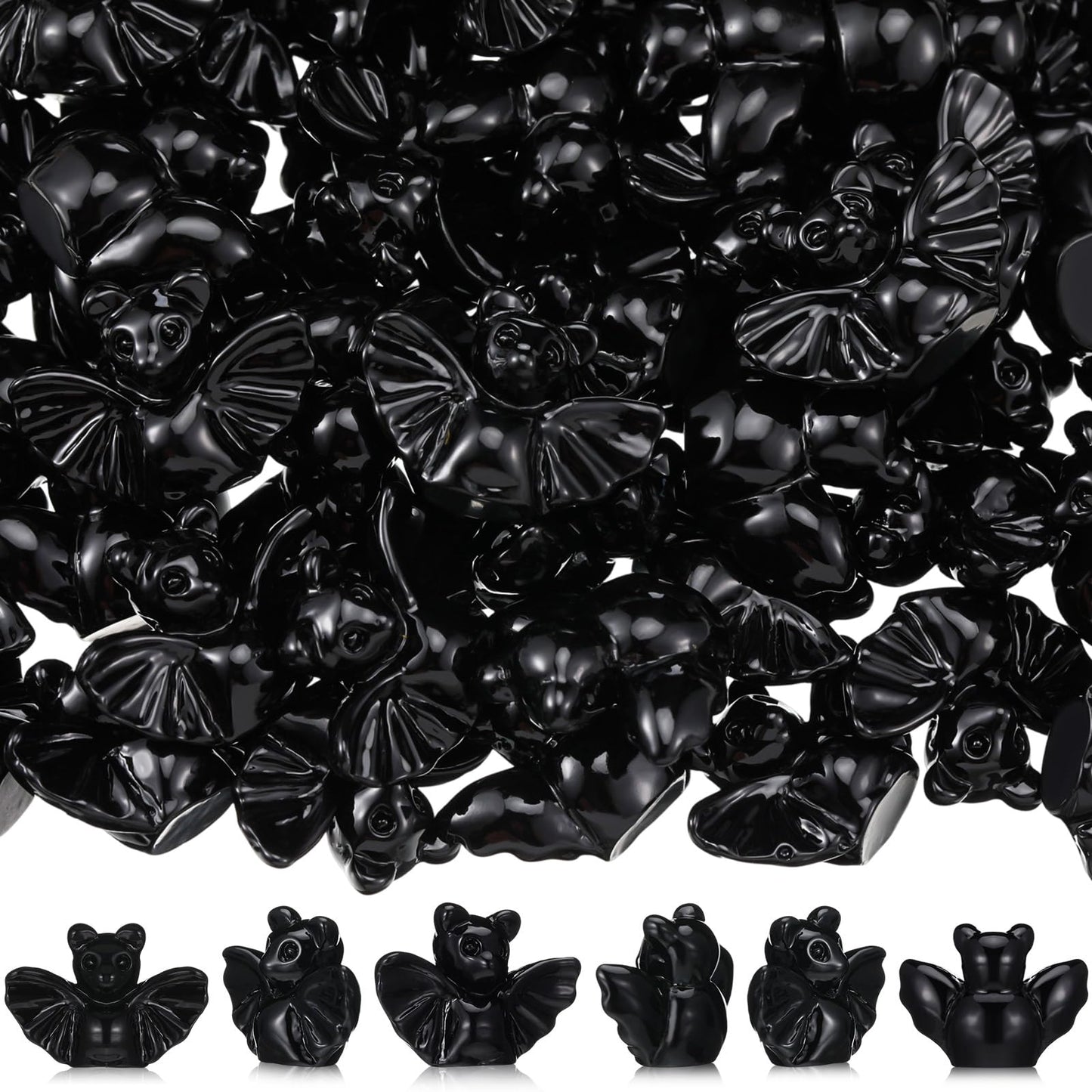 VioraWhite 100 Pcs Halloween Miniatures Mini Resin Bats Black Figures Tiny Resin Animals Decor for Halloween Scene Party Bag Fillers Garden Decor