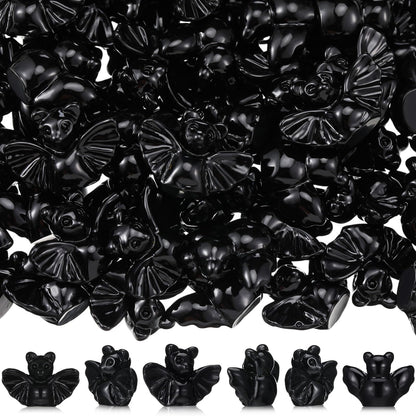 VioraWhite 100 Pcs Halloween Miniatures Mini Resin Bats Black Figures Tiny Resin Animals Decor for Halloween Scene Party Bag Fillers Garden Decor