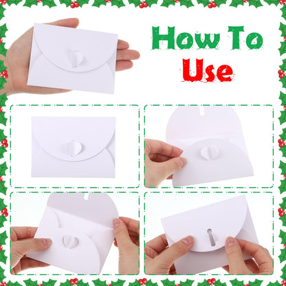 Gersoniel 48 Pack Christmas Lottery Ticket Envelopes with Heart-shaped Clasp Wishing You Luck Gift Card Holders for Christmas Party Supplies Friends Coworkers Gift, 4 Designs