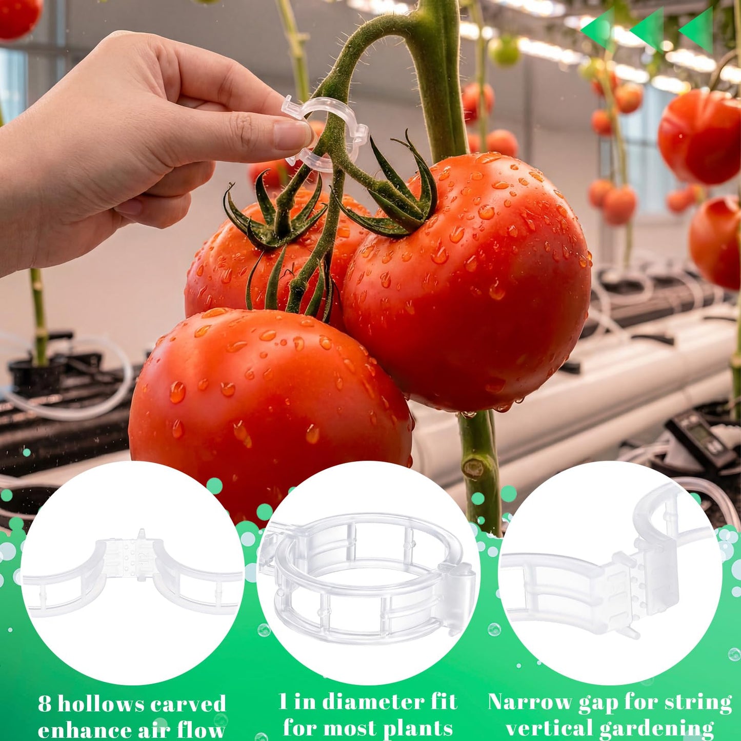 Chumia 120 Pcs Tomato Hooks with String, Plant Support Clips, Tomato Support Hook for Climbing Plants, Tomatoes Holder Hooks with 32.8ft Twine to Prevent Vegetable Fruit from Pinching or Falling Off