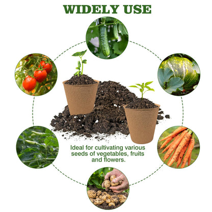 INCIKITI Biodegradable Peat Pots for Seedling - 120 Pack 3.15 inch Biodegradable Plant Seed Starters Kits with 30 Plant Labels, Garden Germination Nursery Pots for Flower Vegetable Seed Germination