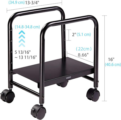 EUREKA ERGONOMIC Computer Tower Stand, Height Adjustable PC Stand for Under Desk, Mobile Rolling CPU Holer with 360° Locking Caster Wheels, Desktop Tower Cart on Floor, Desk Accessories, Steel, Black