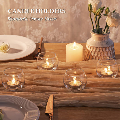 Volens 24PCS Clear Votive Candle Holders for Table Centerpieces, 2''×2'' Round Glass Tealight Candle Holders Bulk for Wedding Decor and Home Decorations