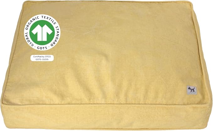 Molly Mutt Elysium Dog Bed Duvet Cover, GOTS-Certified 100% Cotton Canvas Cover for Dog, Puppy, or Cat Bed, Durable, Washable, and Free of Harmful Chemicals, Huge, 36"x45"x5", Yellow