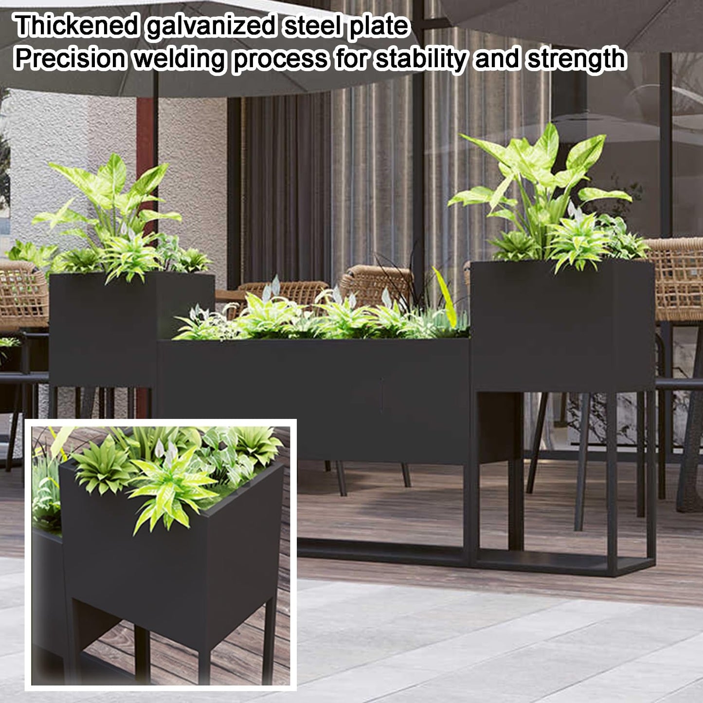 YJEUZCD Metal Tall Long Planter Box, Outdoor Indoor Floor Standing Flower Box Partition, Commercial Patio Porch Removable Partition Divider(White,40x80cm/15.7x31.4in)