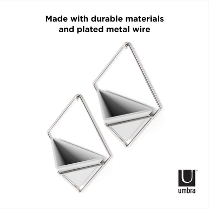 Umbra Trigg Hanging Planter Vase Wall Decor, Set of 2 Pots Containers for Succulents, Cactus, Faux Plants, and More, Small, White/Nickel