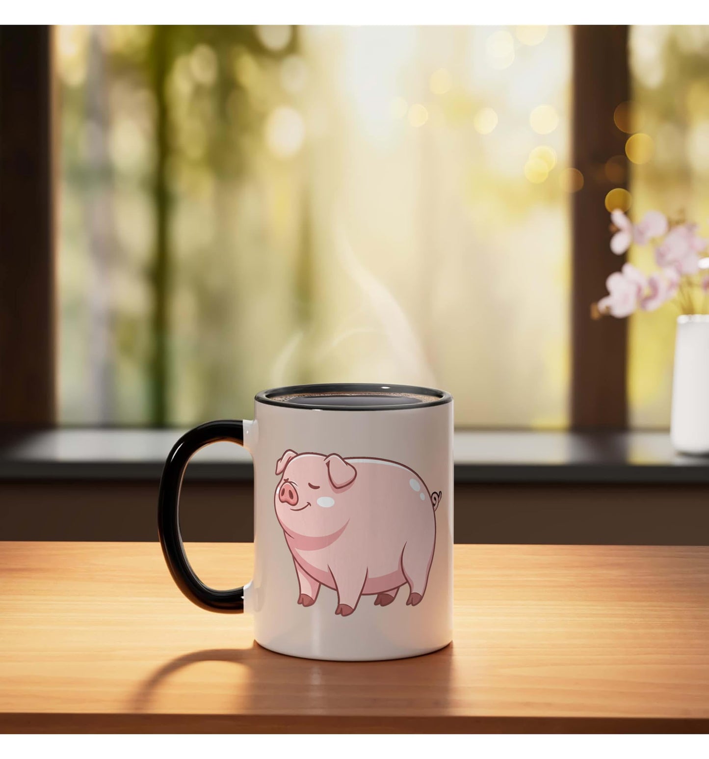 Cute Pig Halloween Farm Animal Kids Cartoon Pig Costume Ceramic Mug, Black/White