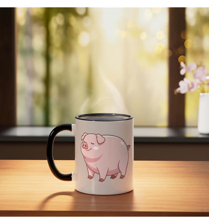 Cute Pig Halloween Farm Animal Kids Cartoon Pig Costume Ceramic Mug, Black/White