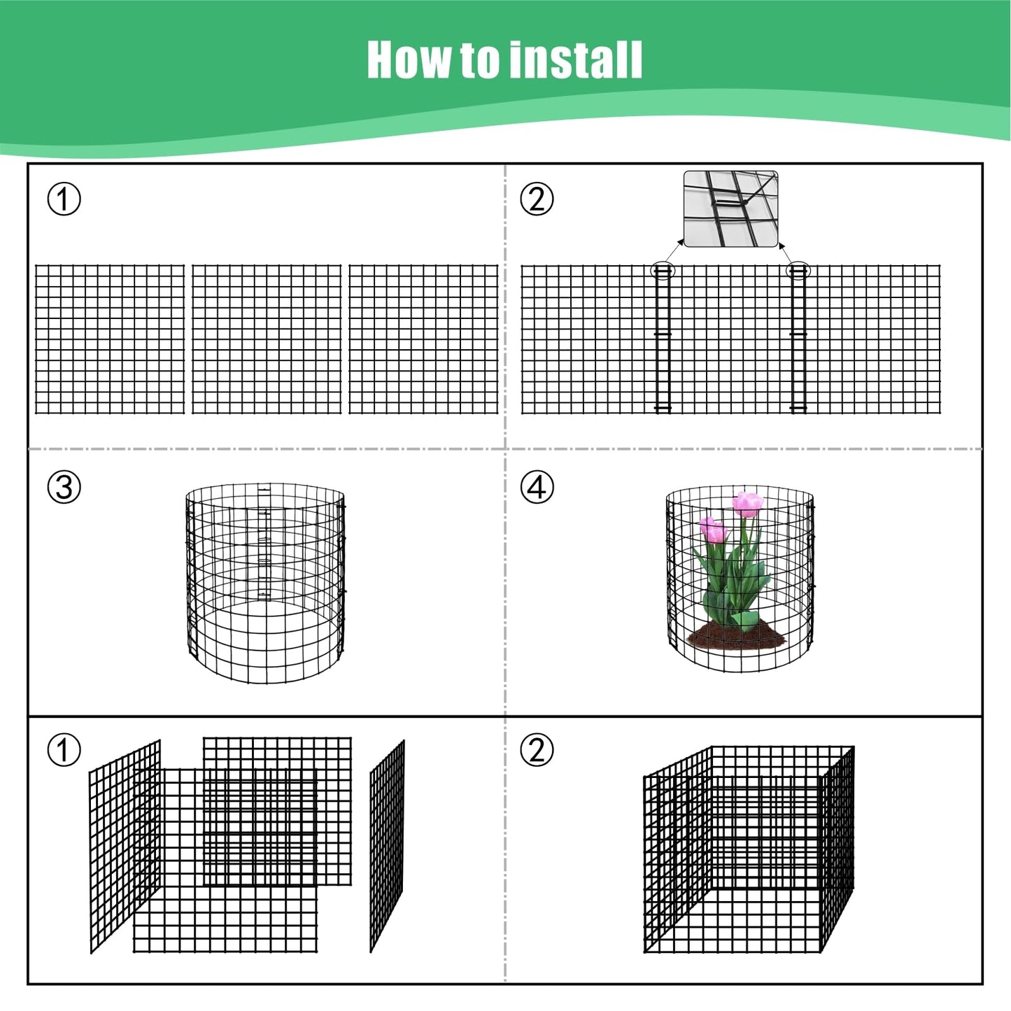 Eunika 8 Pack Round Plant Protector from Animals,24 Pcs 12" x 12" Metal Mesh to Keep Animals Out Wire Plant Protectors for Rabbits Chicken Duck Barricades for Garden Vegetable Flowers Protection