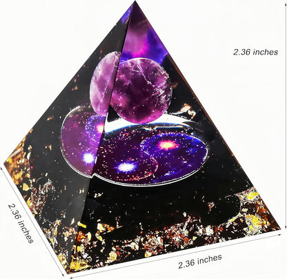 EternalOrgone Orgone Pyramid for Positive Energy, Orgonite Amethyst&Obsidian Healing Crystal Pyramids for Reduce Stress Chakra Reiki Healing Meditation Attracts Lucky and Success
